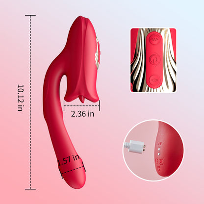 G-spot slap vibrator with tongue licking function & vibrating tongue