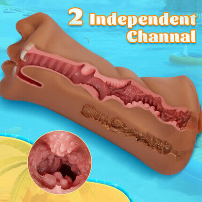 Seekheart 7.4-Inch Three Channels Lifelike Mouth Pussy Anus Pocket Pussy