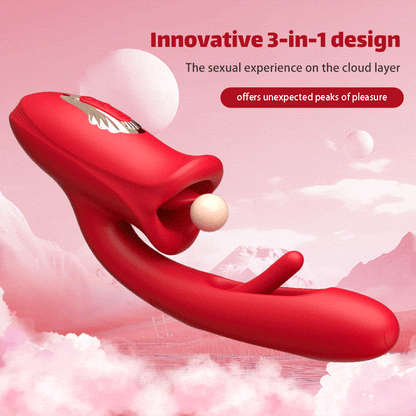 G-spot slap vibrator with tongue licking function & vibrating tongue