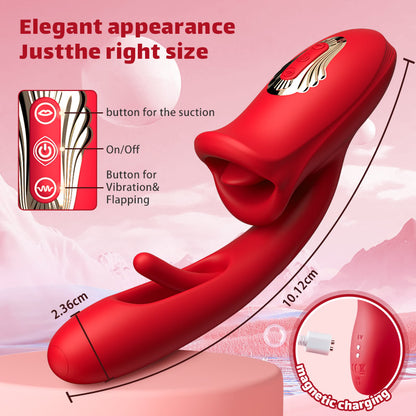 G-spot slap vibrator with tongue licking function & vibrating tongue